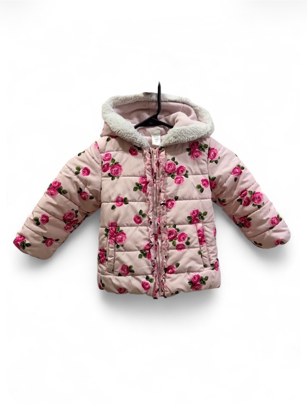Little Me Toddler Girl Pink Floral Rose Winter Puffer Jacket Coat - Size 2T